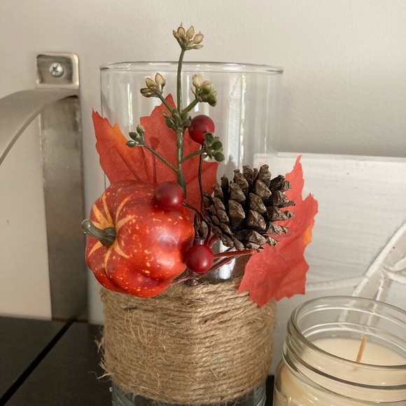 Rustic autumn glass decorative vase - Picture 2 of 6